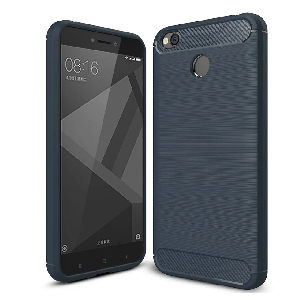 For Xiaomi Redmi 4X Case Brushed Carbon Fiber Texture Shockproof TPU Protective Cover Case