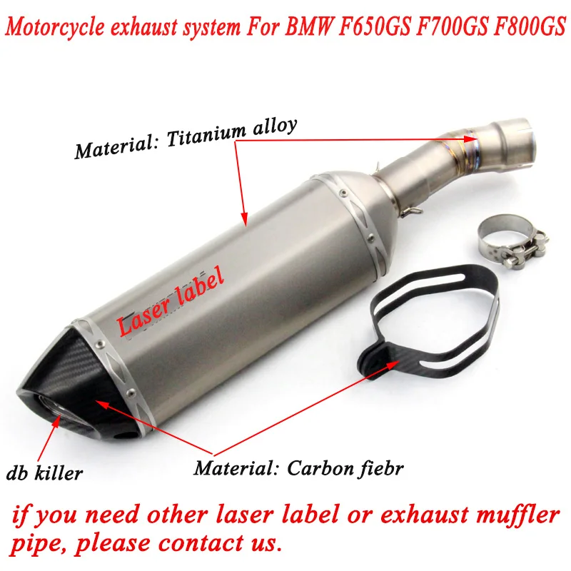 

Motorcycle Non-destructive installation Titanium alloy Middle Link Exhaust Muffler Pipe With DB Killer For BMW F700 F800GS