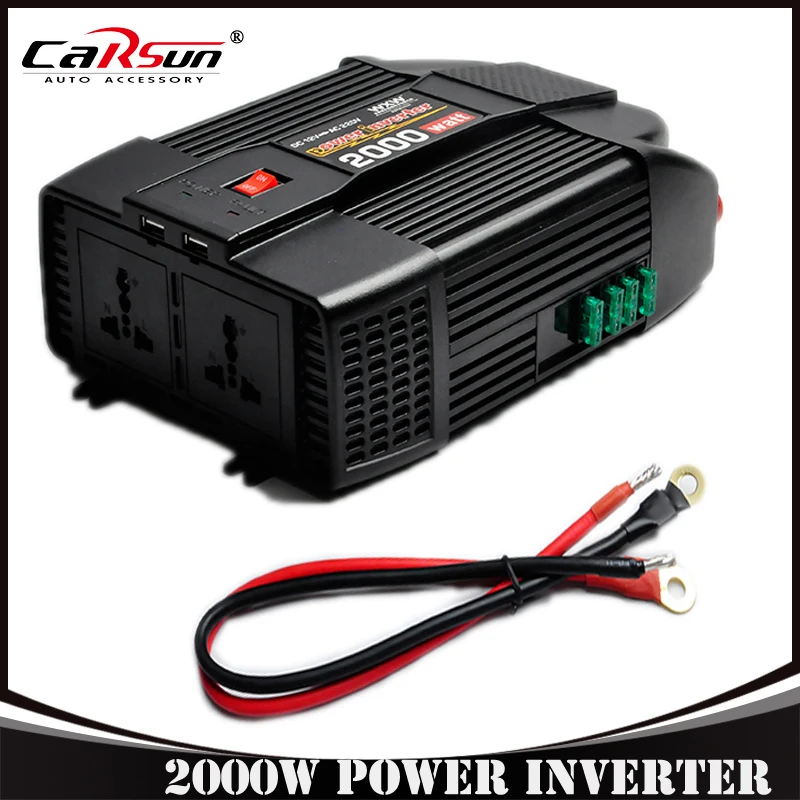 2000W Car USB Charger Power Inverter Adapter Modified Sine Wave 2000 Watt DC 12V to AC 220V Portable Automotive mkm2000 242g c modified sine wave professional dc ac 2000 watt power inverter 24v to 220v electrical inverters with charger