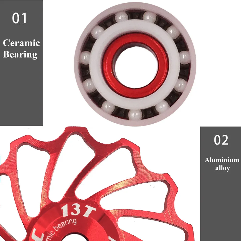 VXM MTB дорожный велосипед керамический шкив 7005 Алюминиевый сплав задний переключатель 13 т направляющий велосипедный керамический подшипник Jockey колеса 1 шт