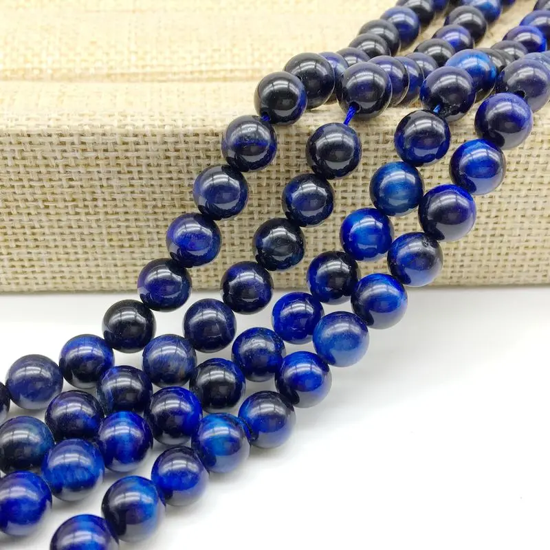 

Natural Blue Tiger Eye Stone Bead Round Spacer 6 mm 8 mm 10 mm 12 mm For DIY Jewelry Making Earrings etc