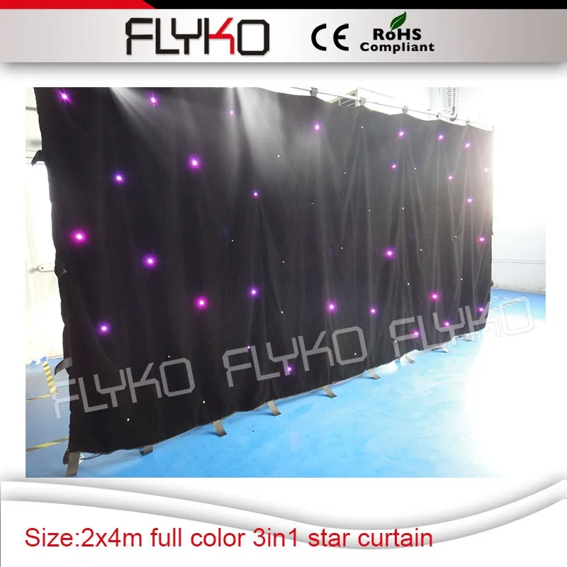 

Free shipping leds RGB 3in1 7ft x 14ft star curtain SD controller with DMX function
