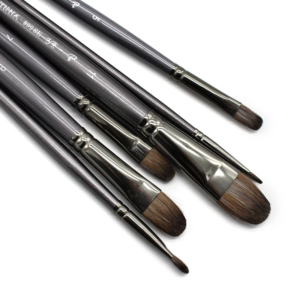 Esquilo de Cabelo Ferramenta de Alta Pintura a Óleo Caneta para Pintura Acrílica da Arte Profissional Qualidade Escova Desenho Filbert 6 Pçs – Set Mod. 200317