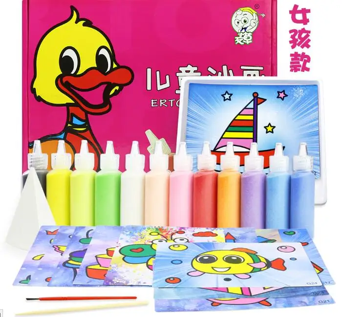 

12Pcs DIY Sand Painting Crafts Set Creative Puzzle Children Hand-on Drawing Toys Kids Girl Boys Birthday Leaning Study Gift toy