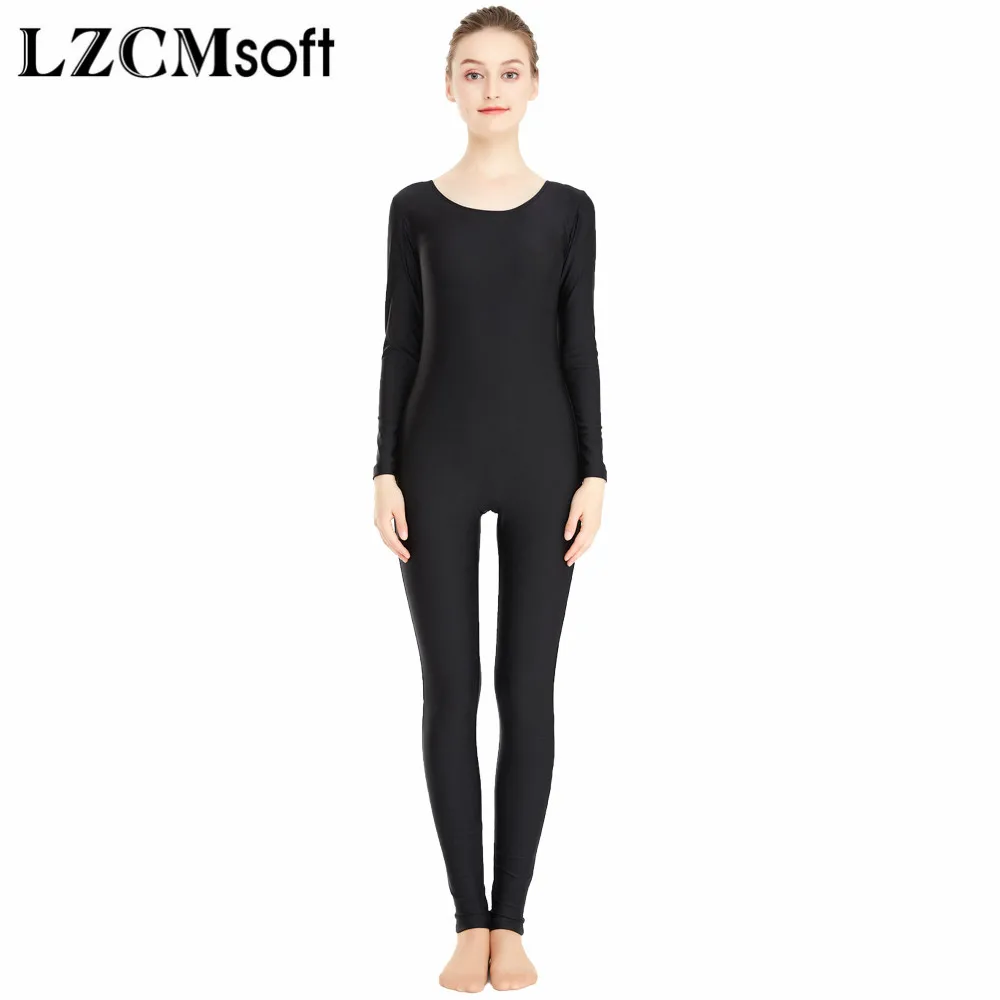 Buy LZCMsoft Ladies Black Long Sleeve Catsuits Women
