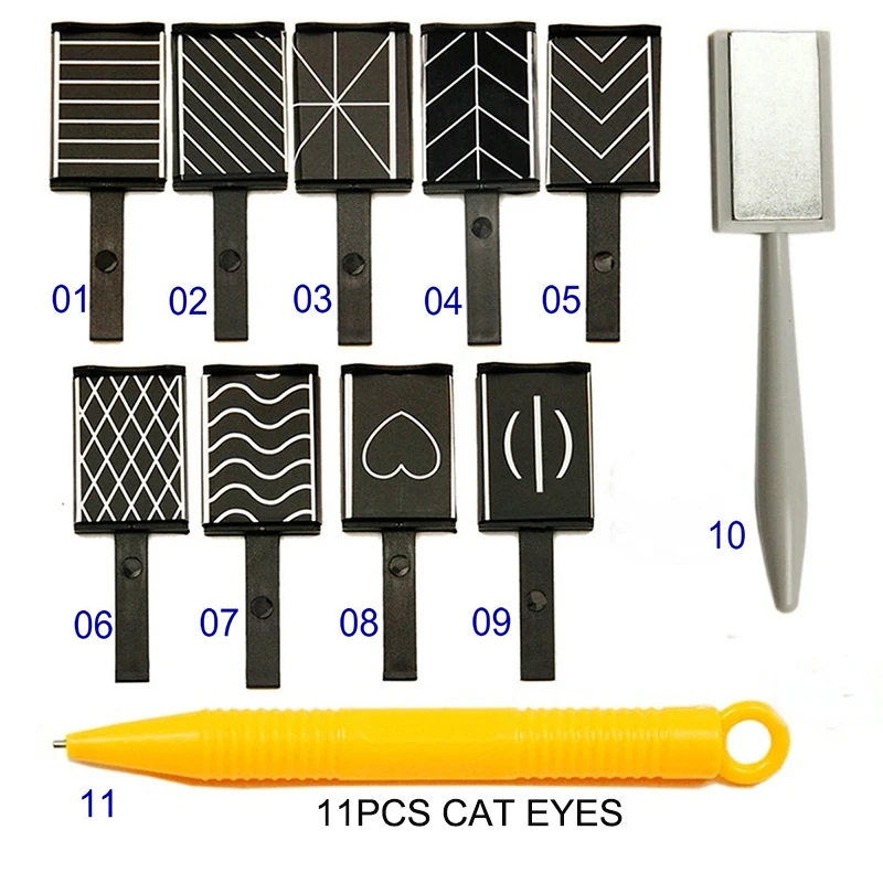 11pcs/set Nail Art Tool Pen for DIY Magic 3D Cats Eyes