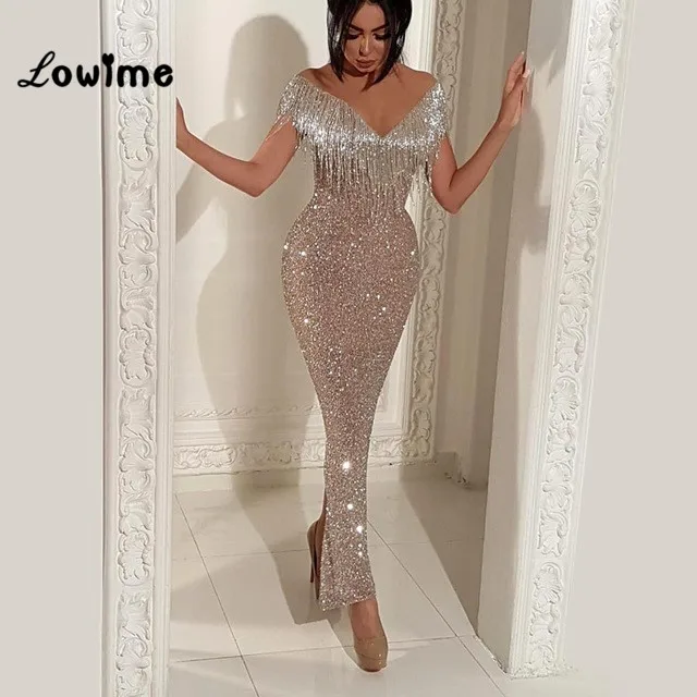 

Slim Mermaid Arabic Evening Dresses V Neck Moroccan Kaftans Middle East Party Dress 2018 Vestidos Ankle Length Prom Dress Gowns