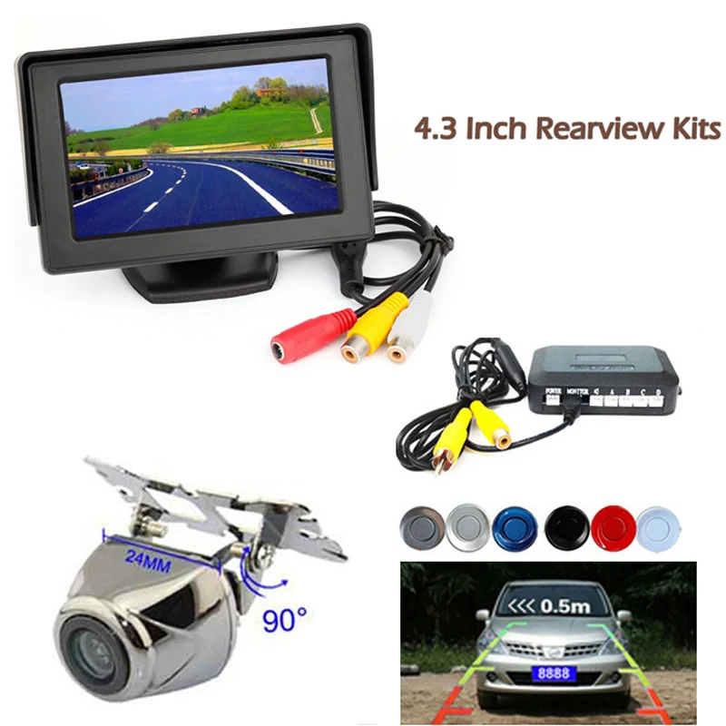 

Car Parking Sensor Reverse Backup Assistance Car HD Visual Reversing Radar image System + Auto Rearview Camera Mirror Monitor