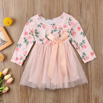 

Toddler Baby Girl Kid Clothes Anna Dress Party Princess Tutu Tulle Dress Floral Lace Dresses