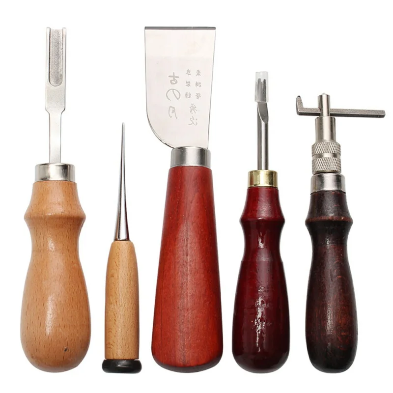 

2019 Professional Leather Craft Tools Kit Hand Sewing Stitching Punch Carving Work Saddle Leathercraft Accessories