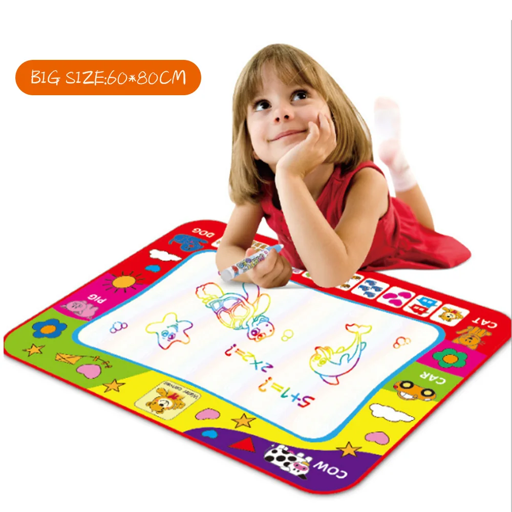 

60*80CM Educational Toy Kids Crafts Magic Water Drawing Mat Doodle Water Pen Drawing Board Coloring Water Painting Games