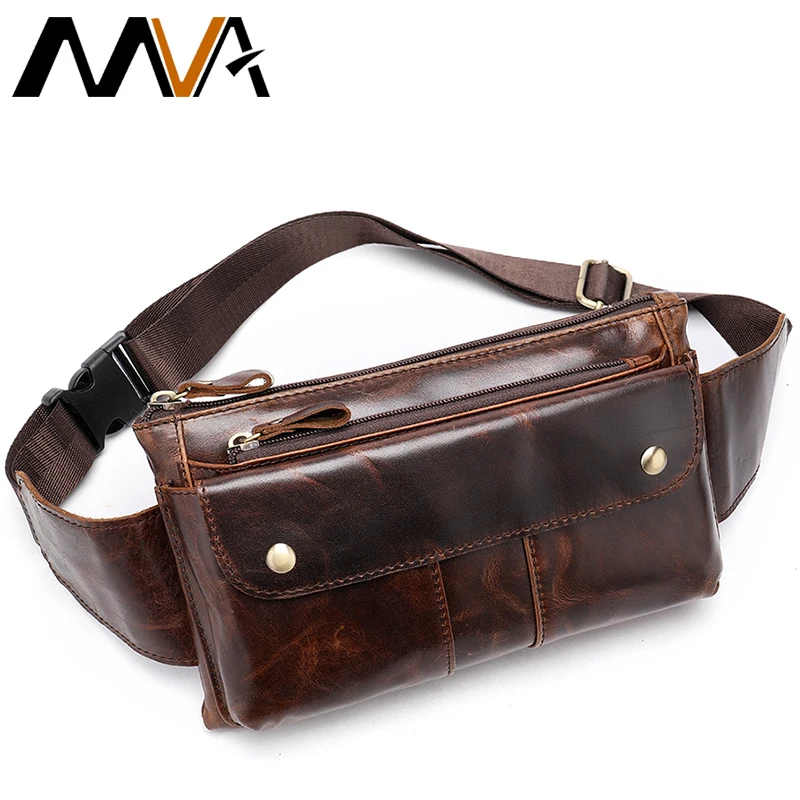 2019 Mens Leather Waist Belt Hip Bag Pouch Bags for Men Genuine Leather Travel Waist Pack Purse ...