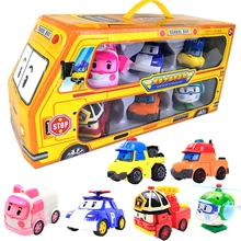 6 pçs/set Caixa Original Coréia Crianças Brinquedos Robocar poli Robô Transformação Anime Action Figure Brinquedos Para Crianças Juguetes Playmobil