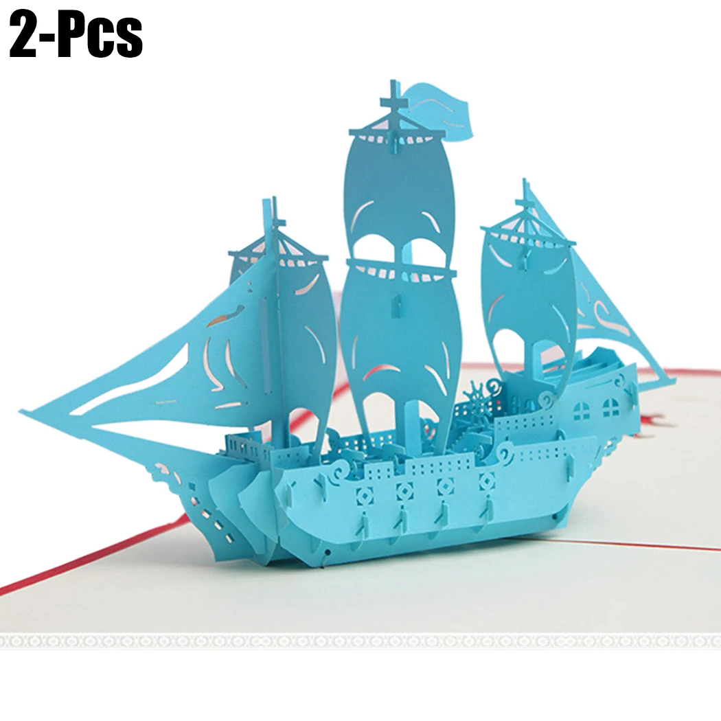  Individual 3D Sailboat Popup Greeting Card Handmade Pop Up Paper Card Business Invitation Smooth Sa - 32892535233