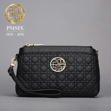 Pmsix 2016 automne hiver diamant motif véritable sac à main en cuir de vache naturel double zip embrayage de mode bracelet sac P210018