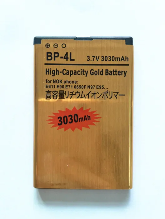 Новый золотой аккумулятор 3030 мАч для телефона Nokia E61i E63 E90 E95 E71 6650 6760 N97 N810 E72 E73 E55 E52