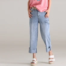 N1201 Разделение Письмо печати фланцевый тонкие прямые трубки джинсы летние