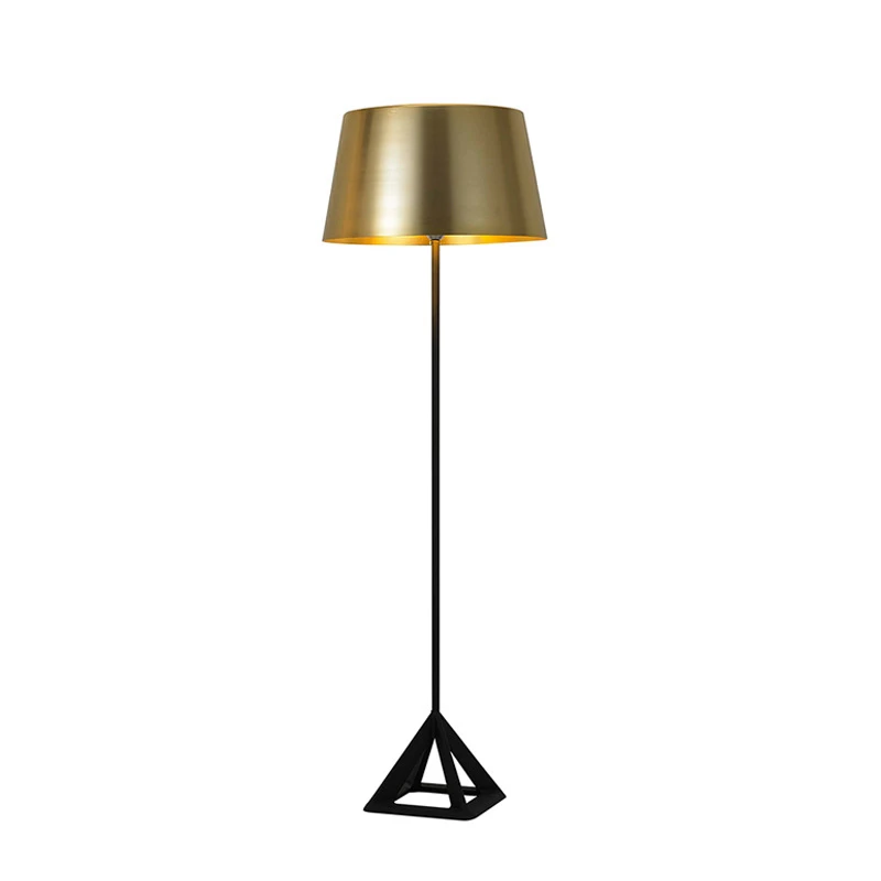 

Luxury Artistic triangle LED floor lamp golden color metal body table desk light modern simplistic design novelty floor light