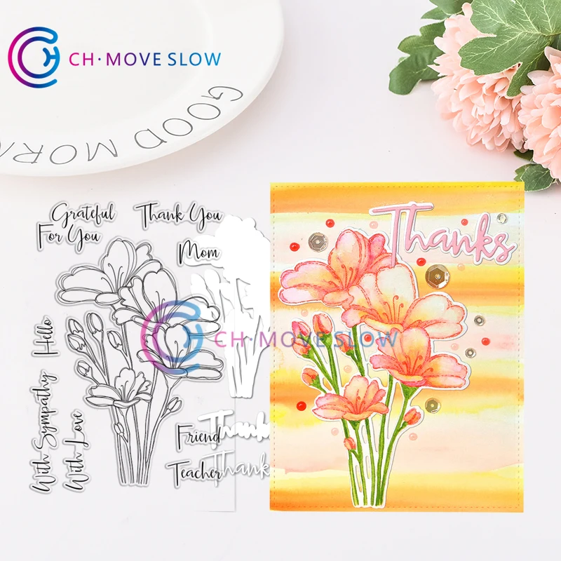 

CH SENTIMENT FLORALS Metal Cutting Dies and stamps DIY Scrapbooking Card Stencil Paper Cards Crafts