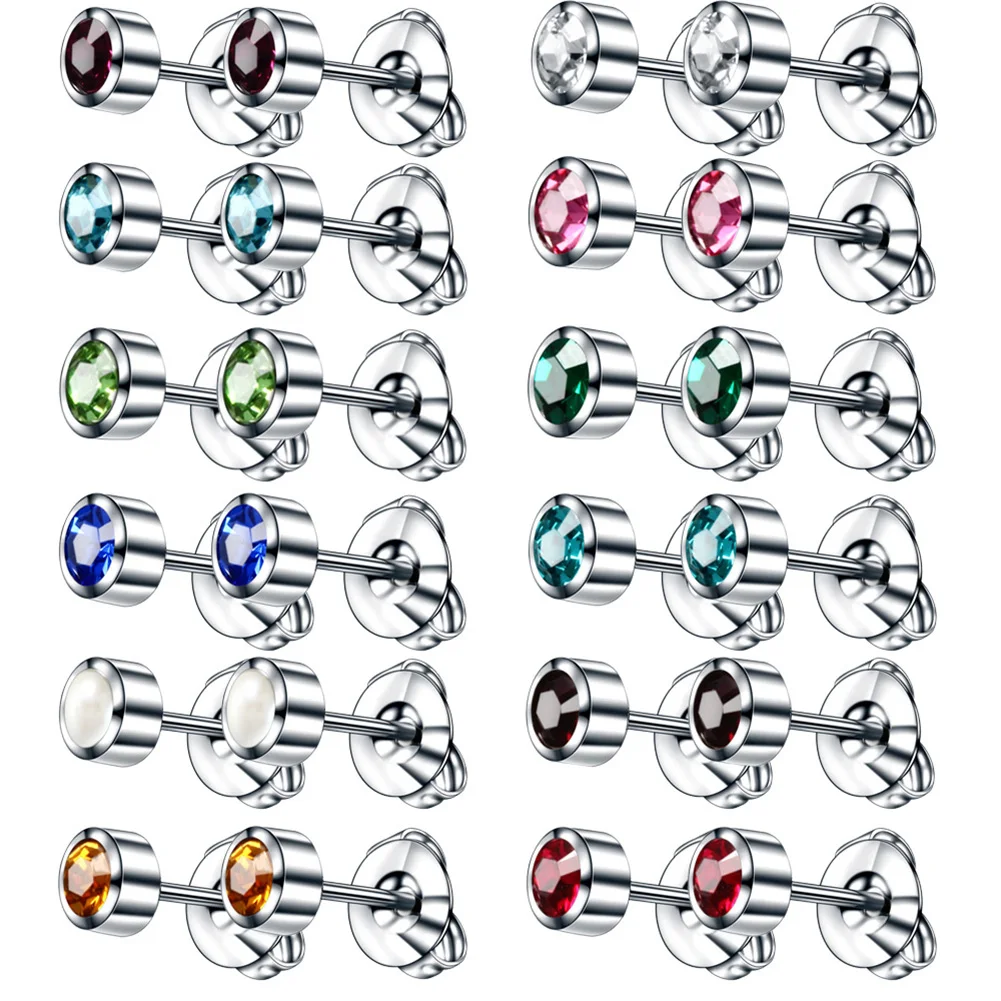 

Crystal gem Surgical steel stud earrings Standard Ear Piercing