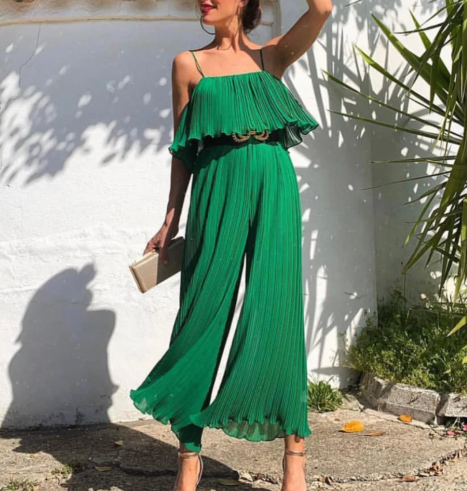 

2019 Spring and Summer New Women Green Sling Pants Straight Flat Zipper Fly Casual Full Length Women Clothing Trousers Pants