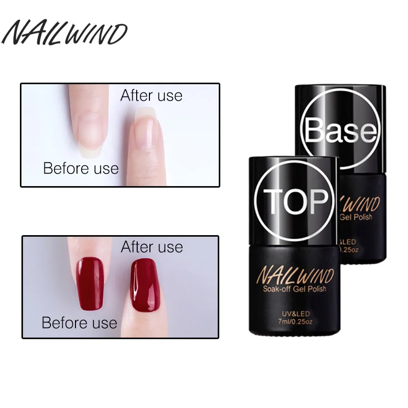 

NAILWIND 7ML Long Lasting Top and Base Coat UV Gel Nail Polish Primer For Design Nail Art Manicure Set Soak off Gel Lacquer