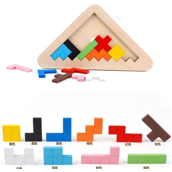 

Child Cognitive Tetris Wooden Tangram Brain Puzzles Kids Educational Toys For Children Magination Intellectual Games Puzzzles