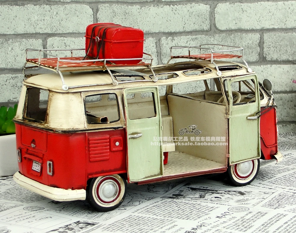 Антикварные модели автомобилей ручной работы ретро металлические изделия классический Кемпер RV для украшения дома столовая украшения Vw автобус