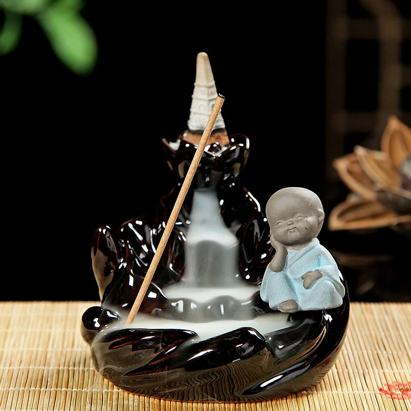 The Little Monk Censer Creative Home Decor Small Buddha Incense Holder Backflow Burner Use In Office Teahouse Dehua | Дом и сад