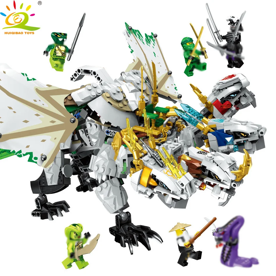 

HUIQIBAO TOYS 1100pcs Ninjagoed Ultra Dragon Building Blocks Compatible legoing Ninjaed Lloyd Figure Bricks set For Children Boy