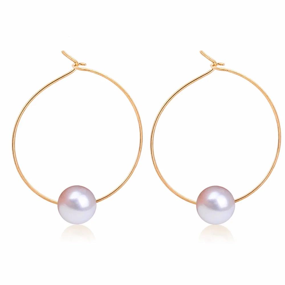 

G.YCX Korea Design Metal Gold Geometric Big Circle Dangle Earrings Round Imitation Pearl Earrings for Women Wedding Jewelry