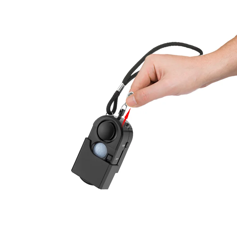 120dB Camping Alarm PIR Infrared Motion Detector Personal Alarm Keychain LED Light Flashlight Vocation Alarm Security Sensor 