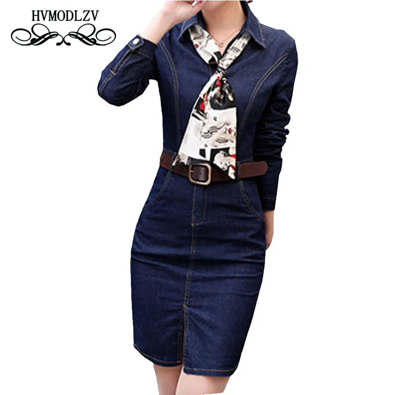 

2017 Summer New Women Dress Send Belt + Scarf Long sleeved Lapel Vestido Simple Pure Color Lapel Comfortable Clothing LJ252