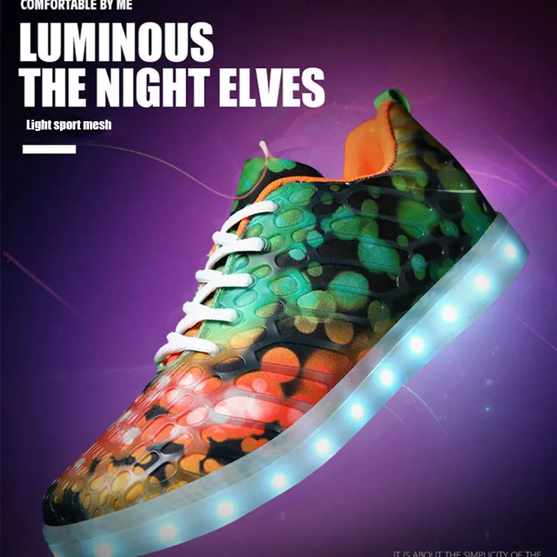 

New Summer Glowing Luminous Sneakers LED Shoes with Light Up sole Unisex Led Slippers for Lovers usb charging