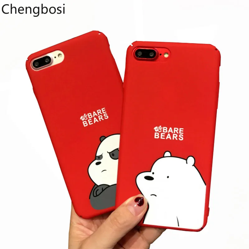 

Korean Cartoon Bear Phone Case Cover for IPhone 6 6s Plus 7 8 Matte Hard PC Cute Back Cover for IPhone X XS MAX XR Patterned