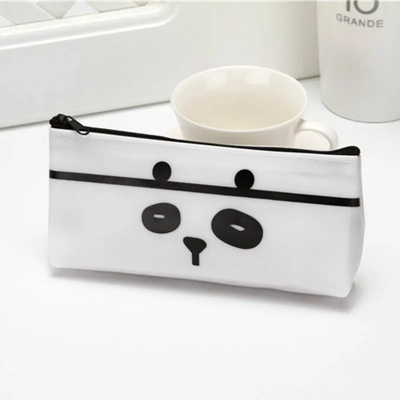 White panda 1 шт. мультфильм животных Экспрессия Pectin Прозрачный большой карандаш сумка подарок канцелярский пенал сумка для офиса и школы - Цвет: White panda