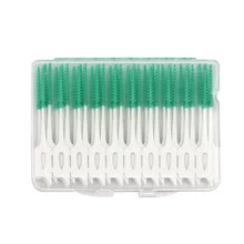 40 unids/caja de cepillo Interdental, cepillo para ortodoncia, Limpieza de dientes, huecos, Cuidado Oral, cabezal de silicona suave, Interdental, bueno para gomas