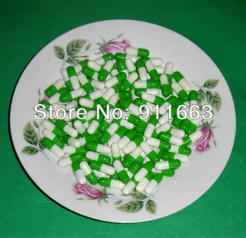 

100pcs 1# green-white capsules, empty gelatin capsules sizes 1,(joined or seperated capsule available!)