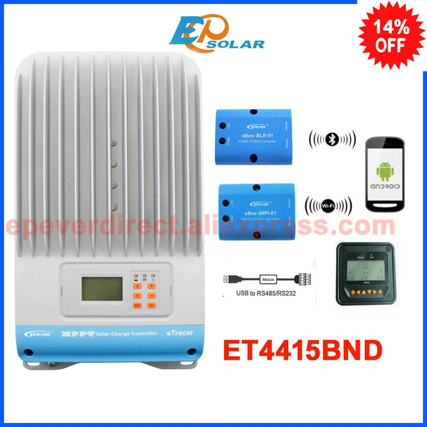 

48v 36v ET4415BND 45A 45amp MPPT solar charging controller built in lcd display EPEVER EPsolar brand supply