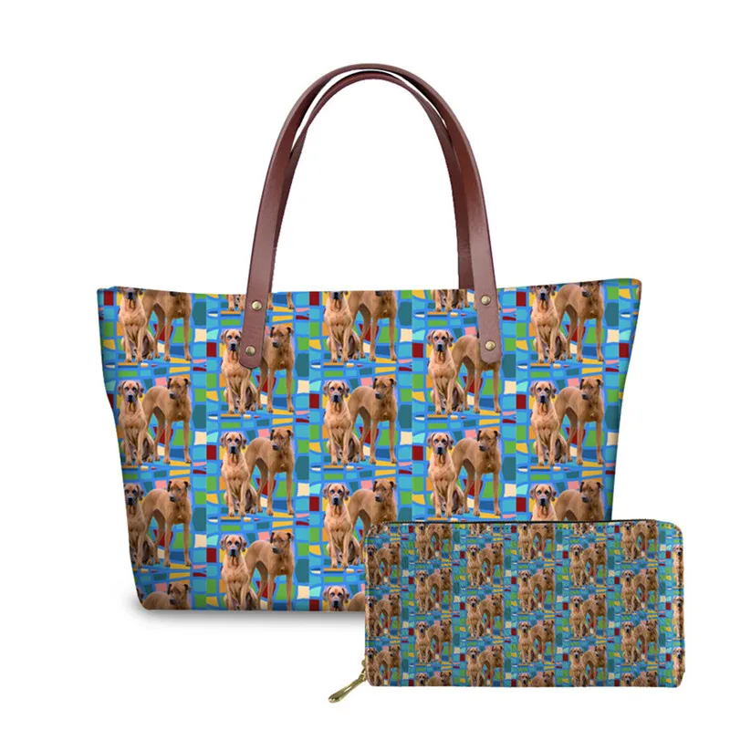 NOISYDESIGNS 2pcs/set Women Handbags Rhodesan Ridgeback Printing Hand Bags Teenagers College Book Bag Ladies Shoulder Tote Bags - Цвет: YQ3410ALZ21