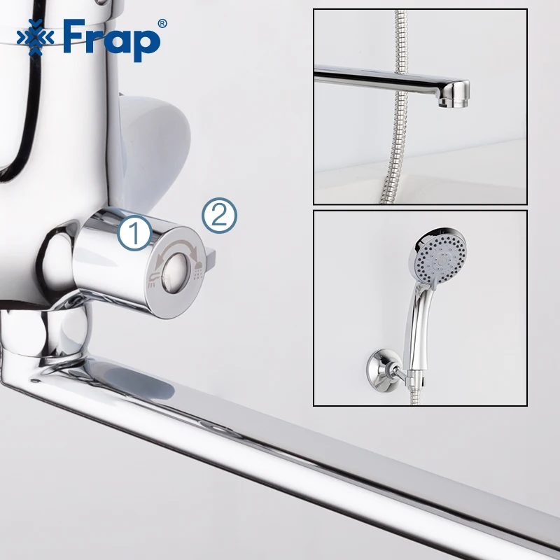 Frap New Arrival 1 Set Bathroom Faucet Chrome Finished Tap 35cm Rotation Long Nose Cold and Hot Wat