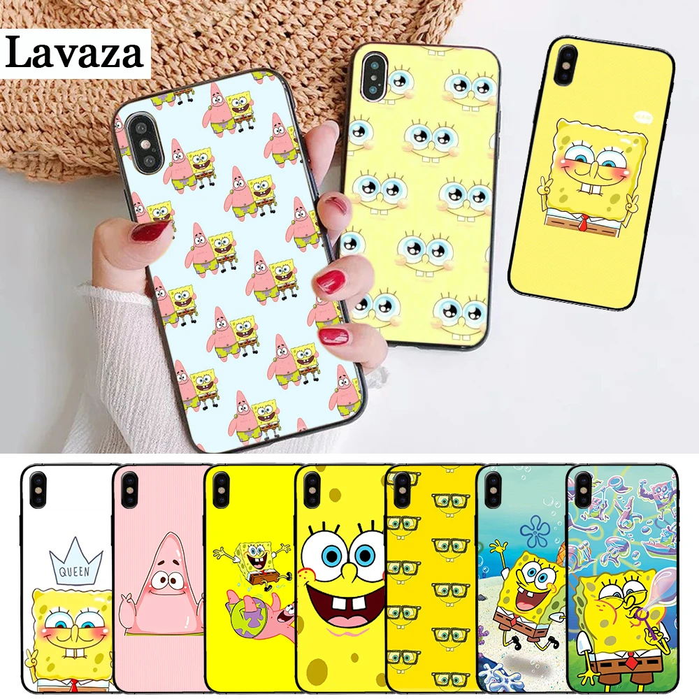 

Lavaza Square Pants Sponge Bob Pattern Silicone Case for iPhone 5 5S 6 6S Plus 7 8 X XS Max XR