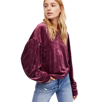 

2020 women's clothing winter hoodies lantern sleeve velour fabric warm pullovers casual autumn outerwear hot sale velvet hoodie