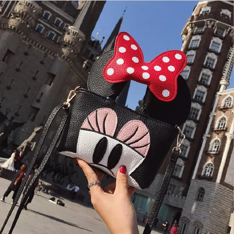 

Lady Cute Crossbody Bags Cartoon Minnie Mickey Mous Animal Shoulder Bags Women Ear Small Flap Handbag Mini Messenger Bag Party