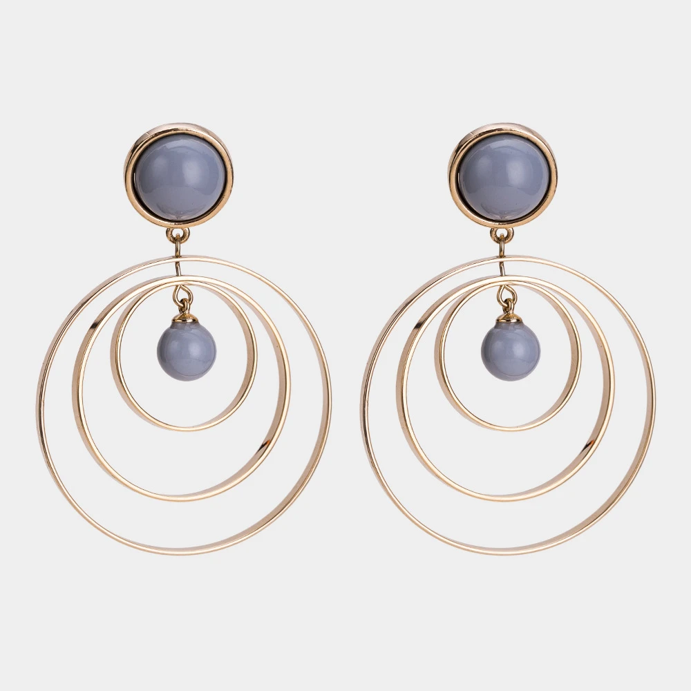 

E0136 Exaggerates Popular Big Circle Earring 925 silver needle Plating True Gold Plating Earring Natural Stone Earring