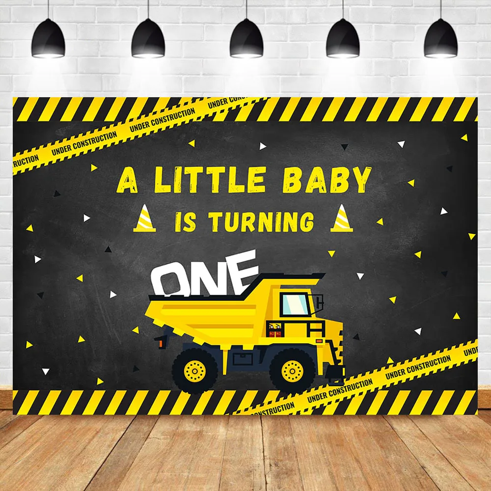 

NeoBack Excavator Baby Boy 1th Birthday Party Photography Backdrops Under Construction Photography Backdrops Studio Shoots