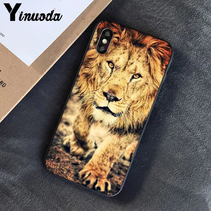 Yinuoda Lion tiger Модный милый животный черный чехол для телефона чехол для Apple iPhone 8 7 6 6S Plus X XS MAX 5 5S SE XR чехлы - Цвет: A10