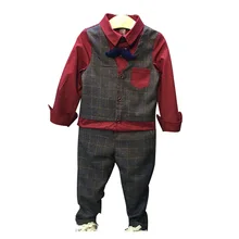 Boys' Suit Children's Clothing Korean Version Fake Two-piece Vest Shirt Long Sleeve Kids Suit