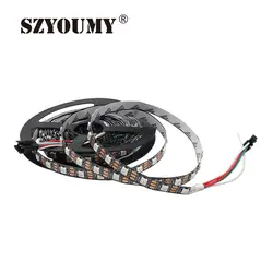 SZYOUMY 10 м черный PCB 60 Светодиодный/м Non-Водонепроницаемый WS2812 IC 5050 RGB Светодиодные ленты Light Мечта Цвет DC 5 V