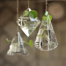 Геометрическая форма Прозрачная Стеклянная растительная ваза гидропоника растение водонасадок домашняя декоративная настенная подвесная ваза